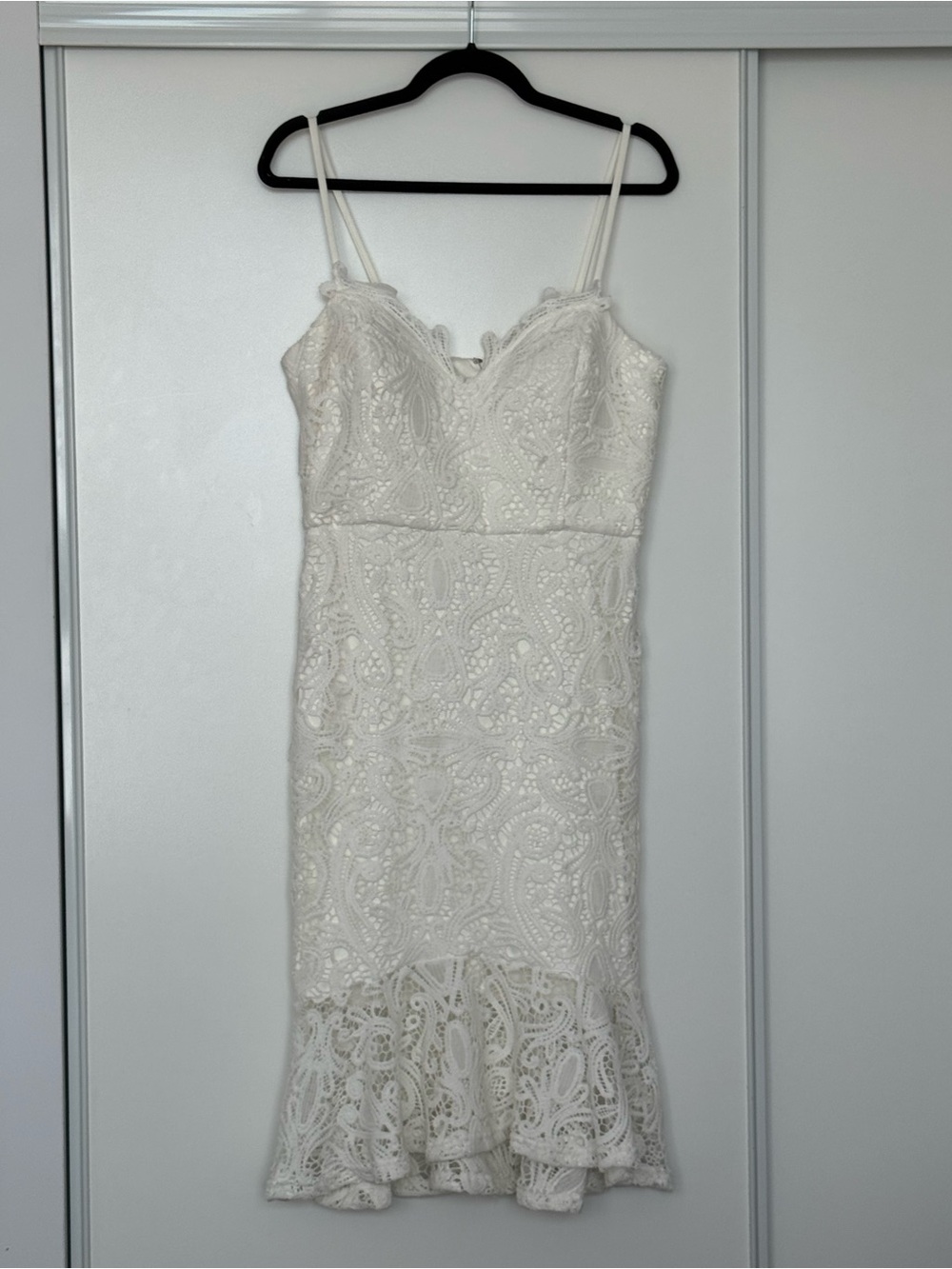 Le Château White Lace Bridal Event Midi Dress